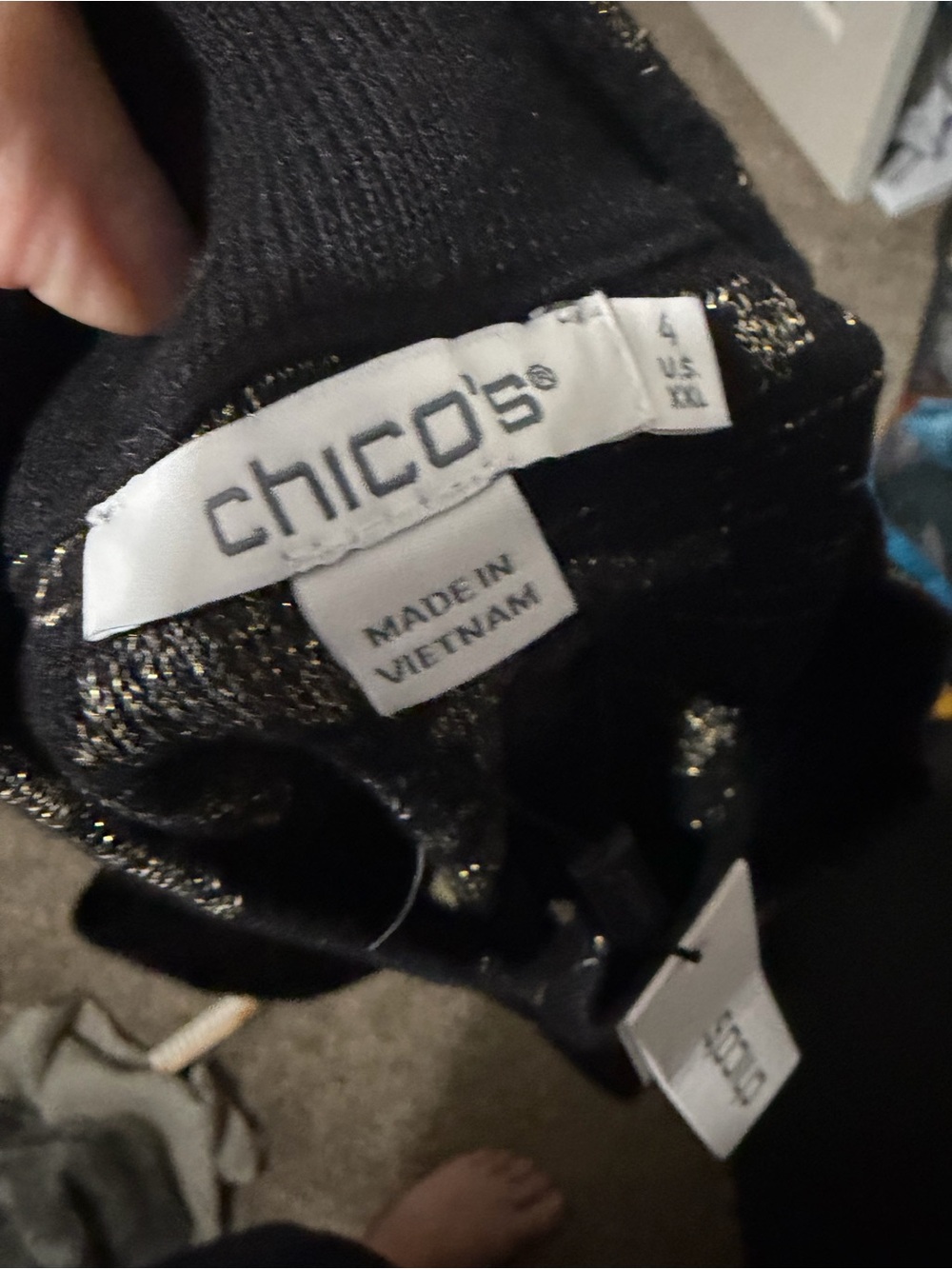 NWT Chicos 2 Piece Set Sweater Top And Jacket Black Metallic Threads XL Jacket - Picture 5 of 6